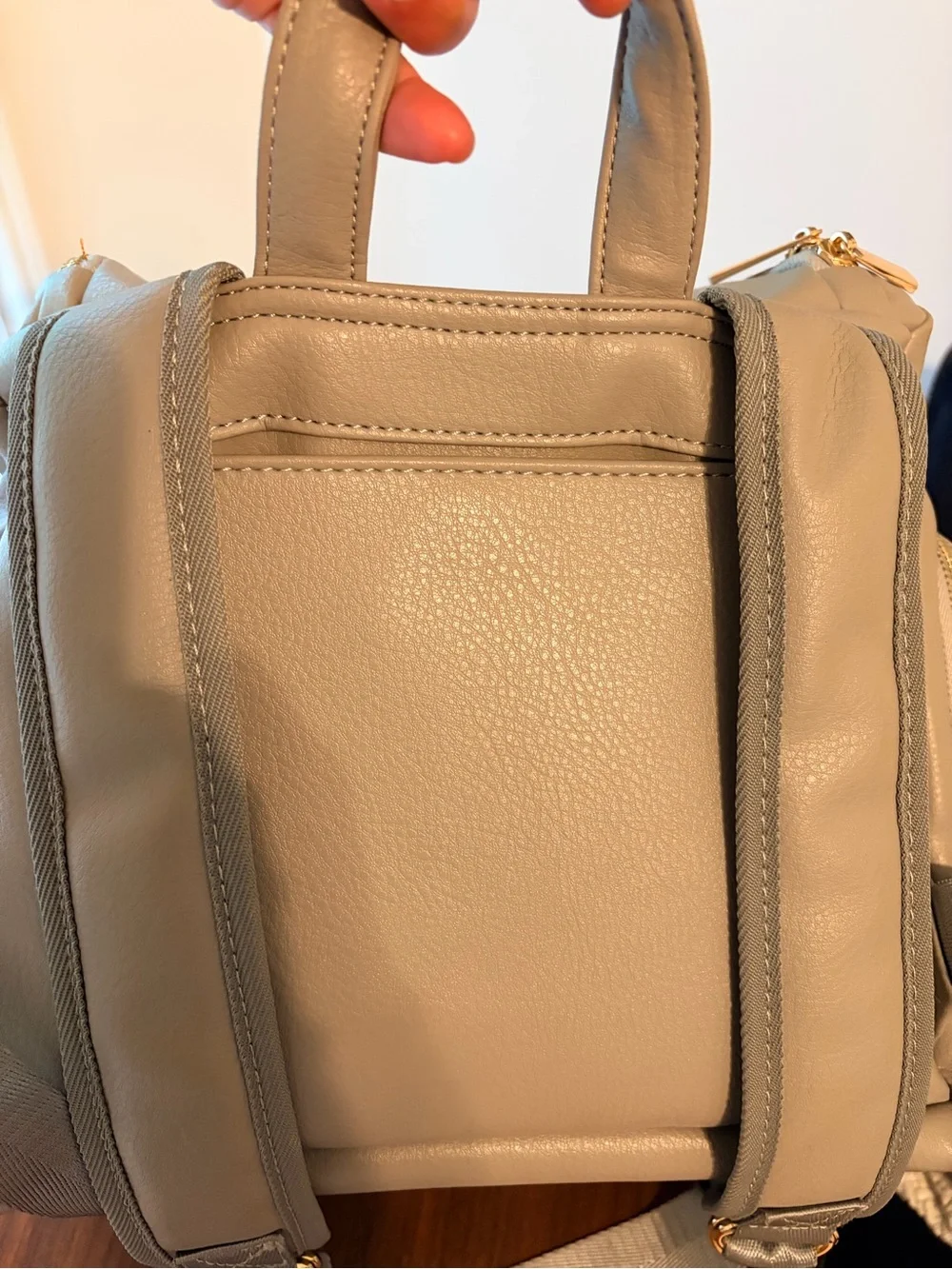 Stylish Cream Baby Bag Backpack with Gold Hardware